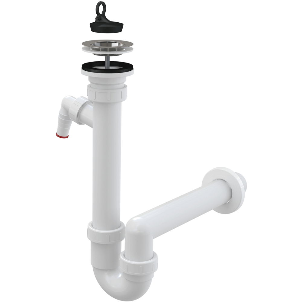 Oferte la Sifon lavoar cu ventil si legatura masina de spalat Alca A810, polipropilena, alb, DN 70 mm