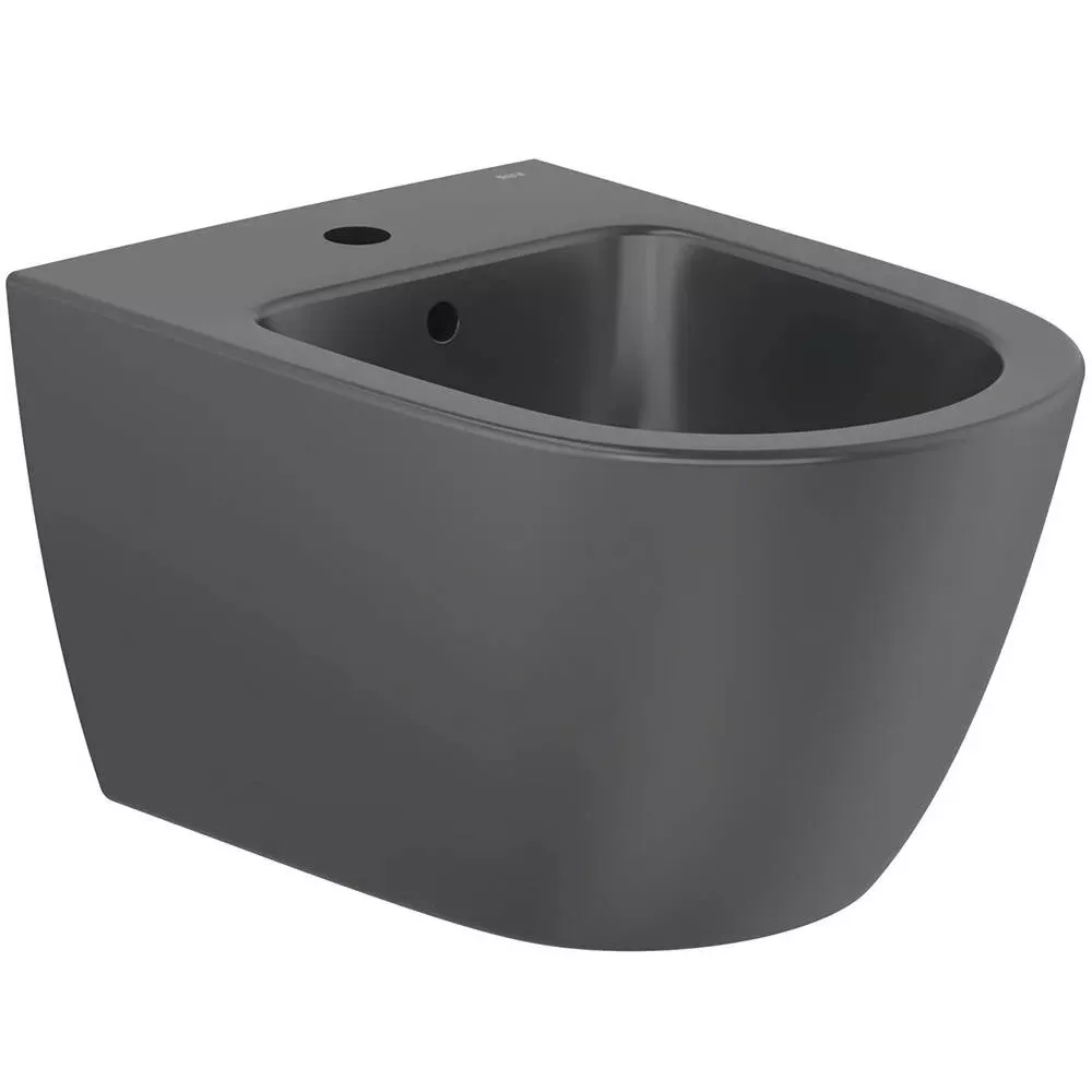 Bideu suspendat Roca Ona, ceramica, negru mat