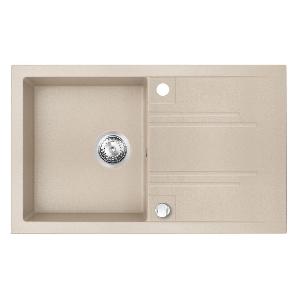 Oferte la Chiuveta bucatarie Ferro Mezzo II DRGM48/78SA, compozit, bej, cuva stanga, adancime 17,7 cm, 78 x 48 cm