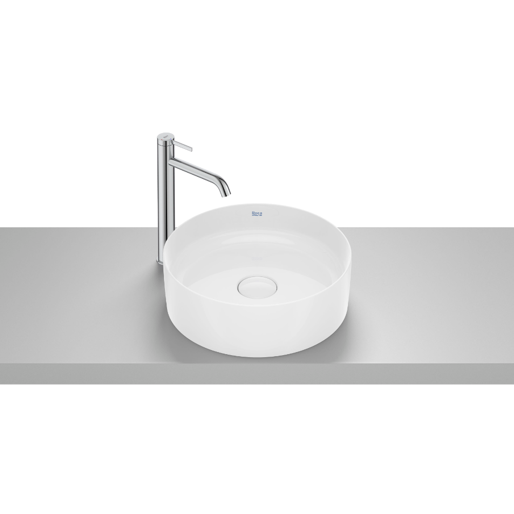 Lavoar rotund baie Roca, montaj pe blat, fineceramic, alb, 39 cm