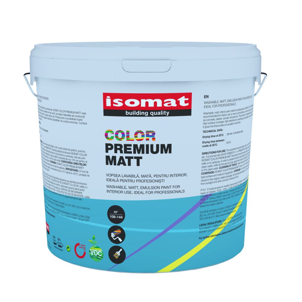 Oferte la Vopsea lavabila interior Isomat Premium Color Matt, alb, 25 l
