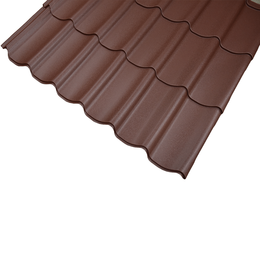 Oferte la  Tigla metalica, maro ciocolatiu, RAL 8017, mat, grosime 0.45 mm, 1.095 x 1.180 m