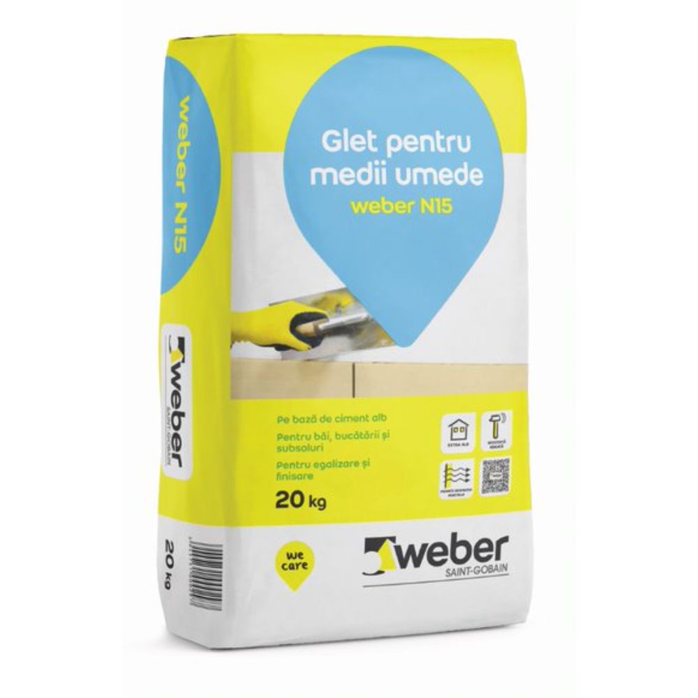 Oferte la Glet pe baza de ciment Weber N15, super alb, interior/exterior, 20 kg