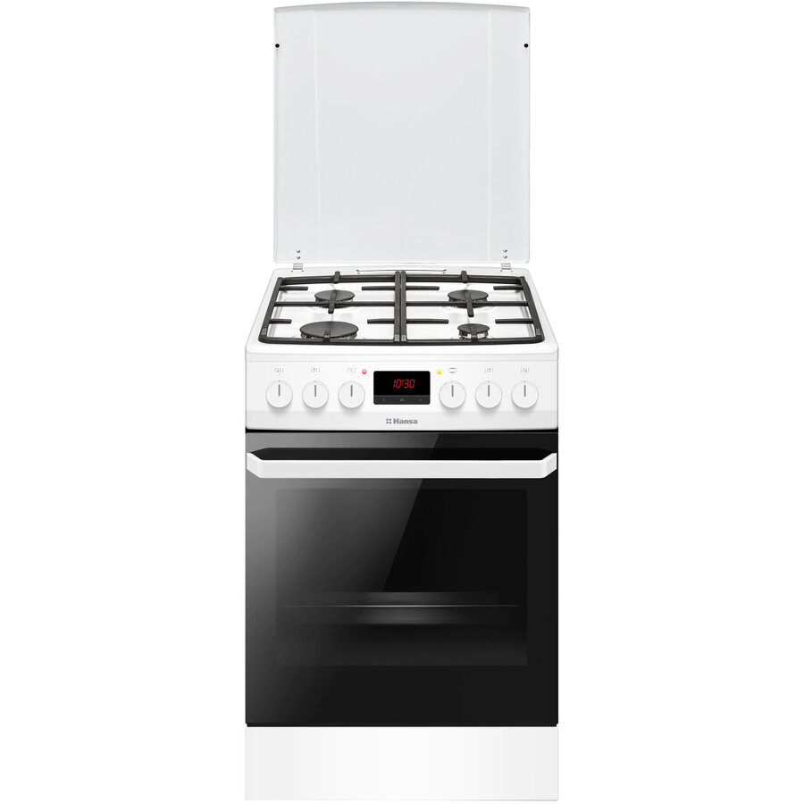 Oferte la Aragaz Hansa FCMW582109, 4 arzatoare, Mixt, Aprindere electrica, Grill, Clasa A, 50 cm, Alb