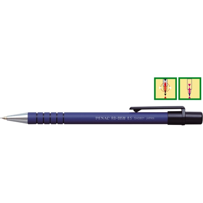 Oferte la Creion mecanic PENAC RB-085M, rubber grip, 0.5mm, con si varf metalic - corp albastru