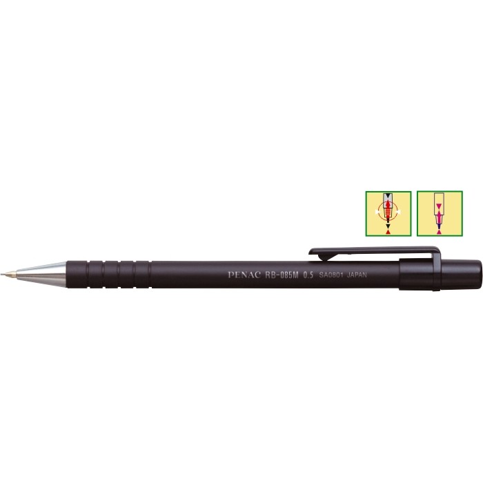 Oferte la Creion mecanic PENAC RB-085M, rubber grip, 0.5mm, con si varf metalic - corp negru