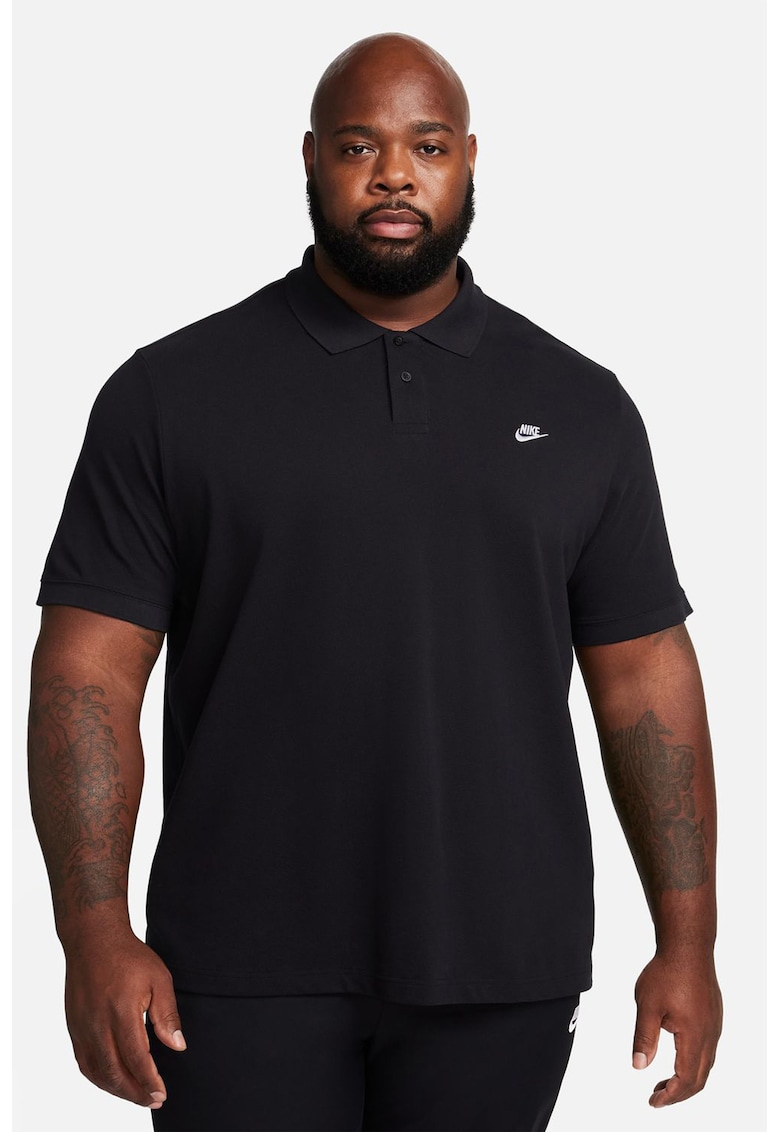 Oferte la Tricou polo din material pique cu logo - Negru