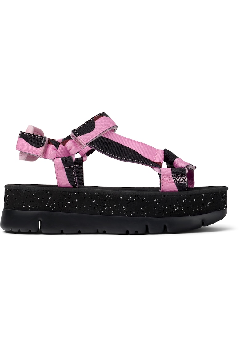 Oferte la Sandale wedge din material textil Oruga Up 25743 - Roz