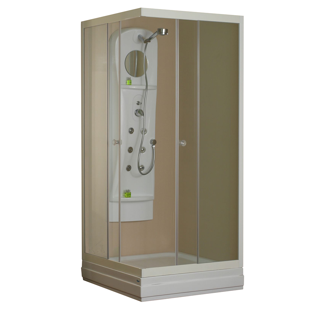Oferte la Cabina dus patrata Fibrex Carla, aluminiu, alb, 80 x 80 x 185 cm