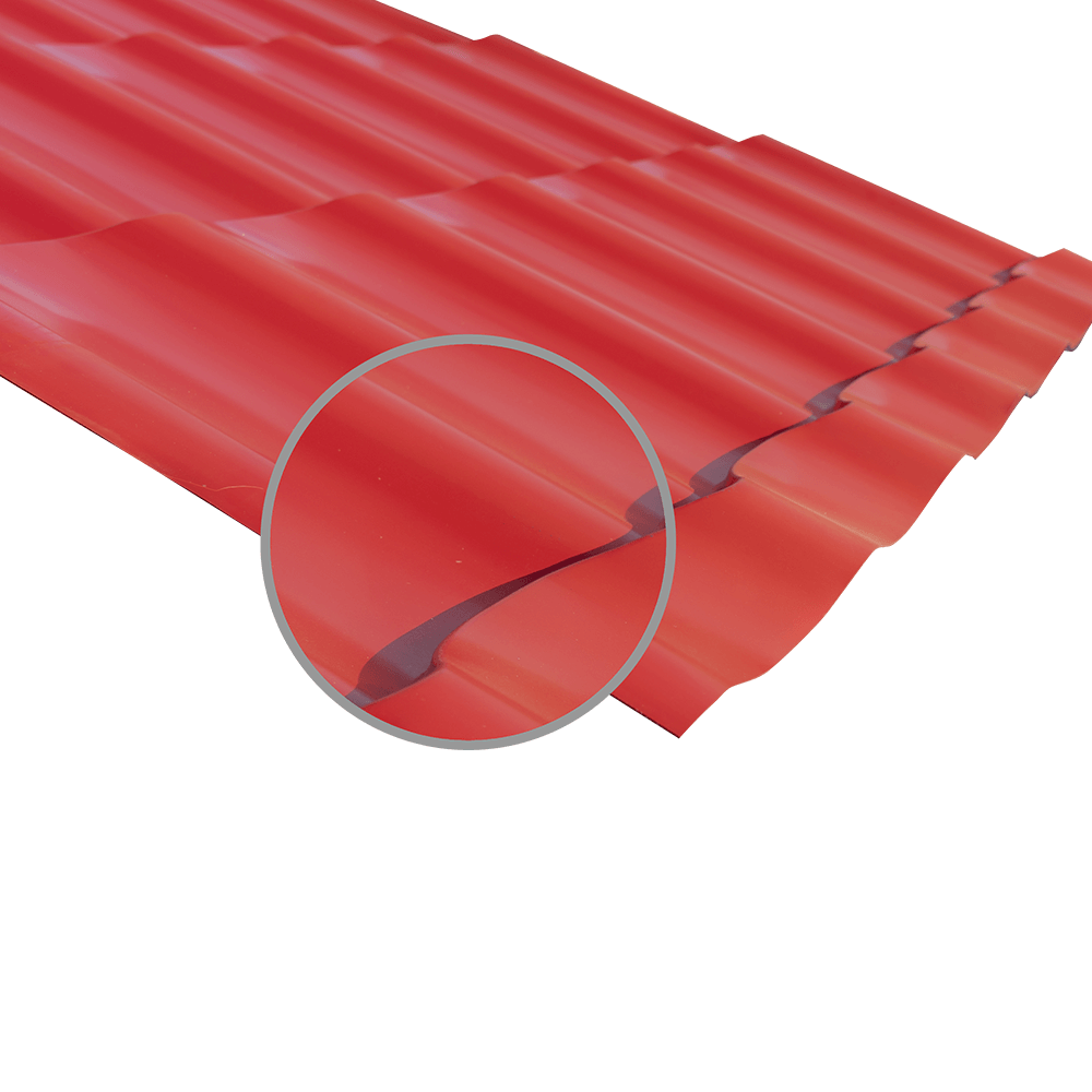 Oferte la Tigla metalica rosu RAL 3011, grosime 0,4 mm, 1,170 x 1,190 m