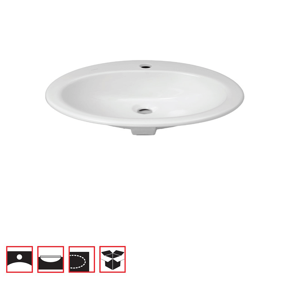 Oferte la Lavoar oval Roca Neo Zoom, montaj incastrat, ceramica, alb, 56 x 46 x 17.5 cm