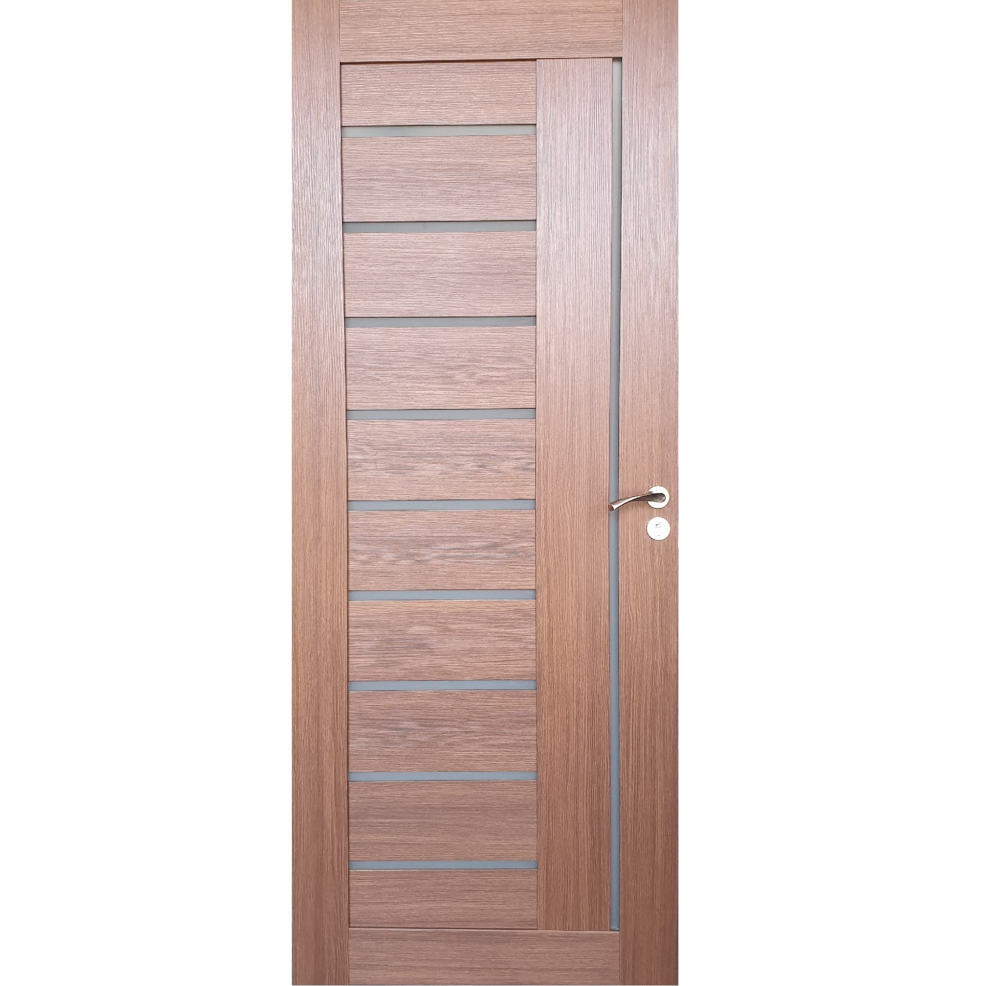 Usa interior celulara cu geam Pamate U80, reversibila, MDF, stejar auriu, toc fix, 200 x 80 x 3.5 cm