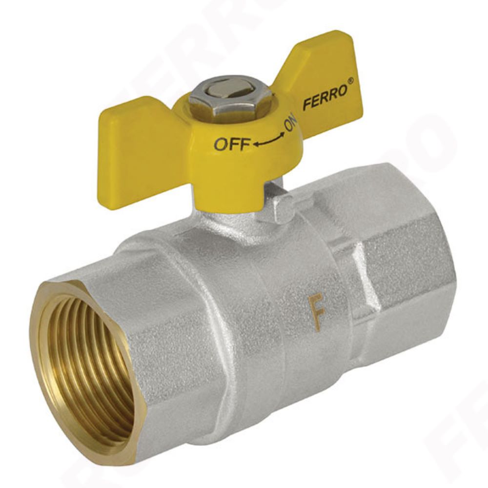 Robinet sferic pentru gaz KGMS2 Ferro, alama, FF, 3/4