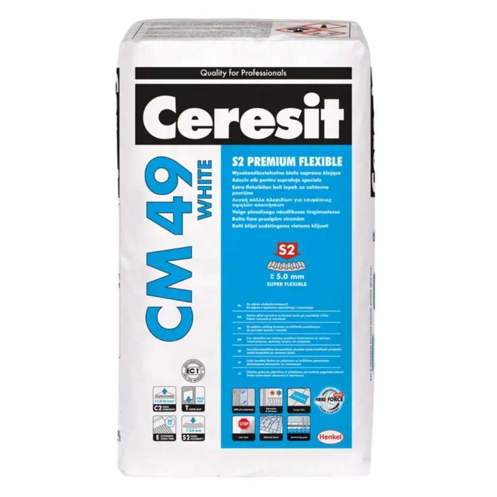 Oferte la Adeziv flexibil pentru placi ceramice Ceresit CM 49, interior/exterior, alb, 20 kg