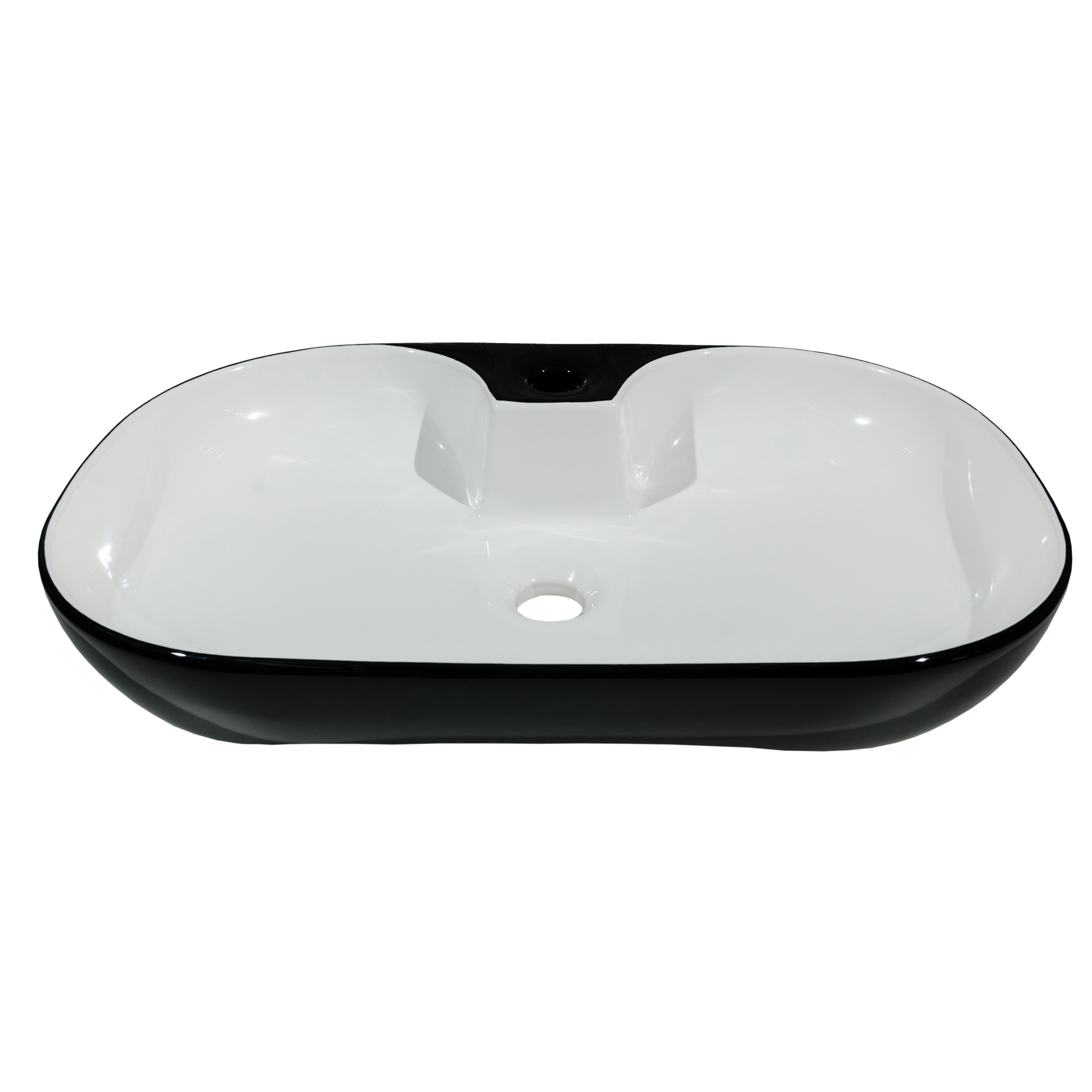 Oferte la Lavoar dreptunghiular Sanitop Rev, montaj blat, ceramica, alb/negru, 61 x 42 x 12.5 cm
