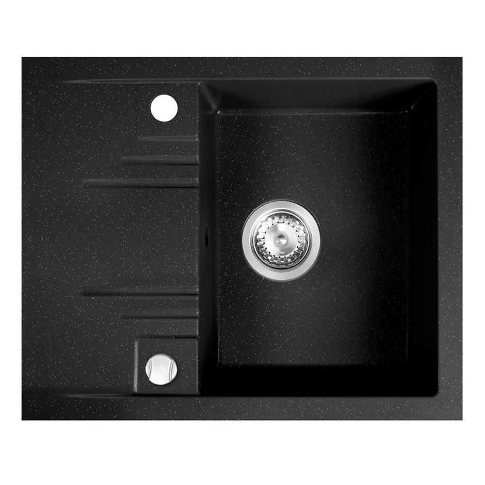 Chiuveta bucatarie Ferro Mezzo II DRGM48/58HA, granit, negru, cuva reversibila, adancime 15.7 cm, 58 x 48 cm