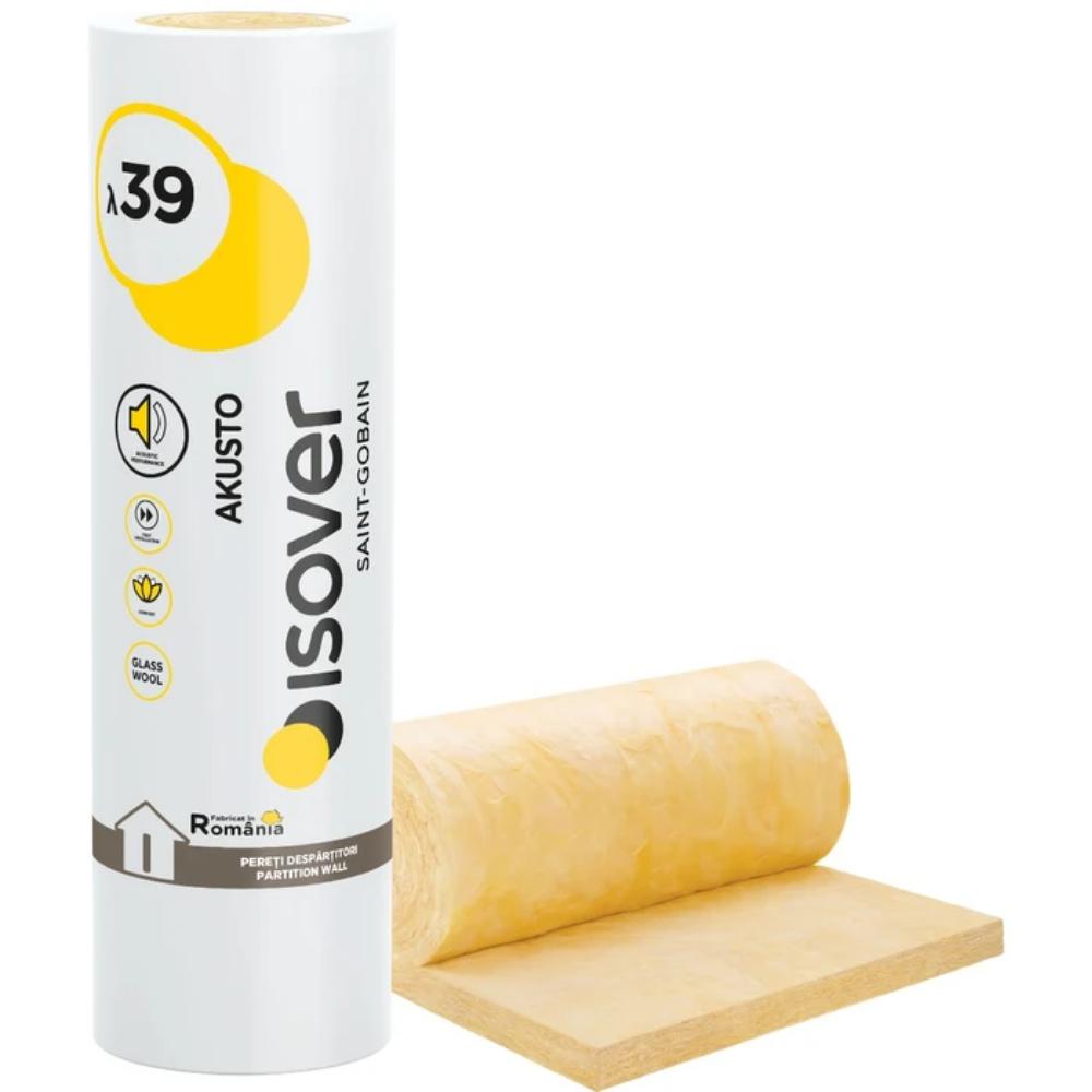 Oferte la Vata minerala de sticla Isover Akusto, necaserata, 10,8 mp/rola, 7,5 x 600 x 9000 mm