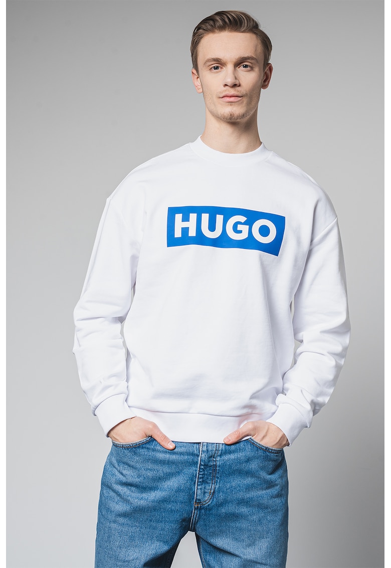 Oferte la Bluza de trening cu decolteu la baza gatului si logo - Alb/Albastru royal