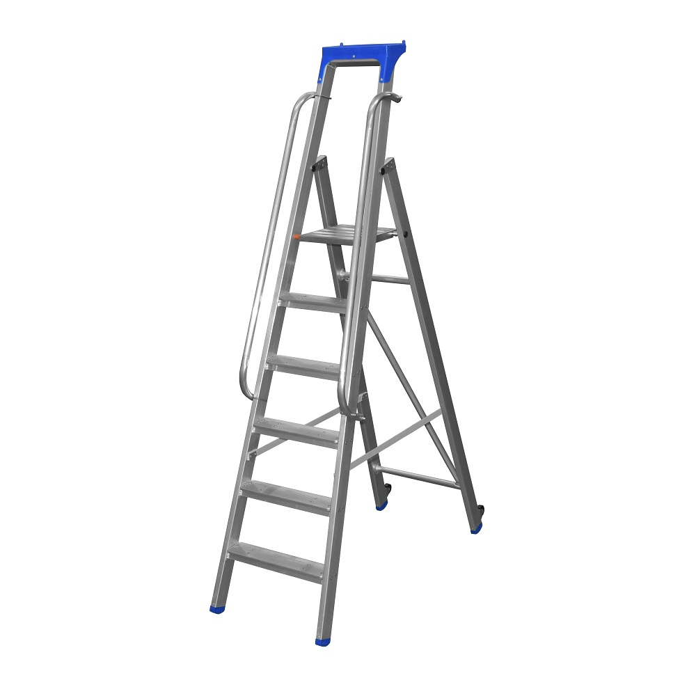 Oferte la Scara platforma Raris ARB 6, rigidizata, evazata, pliabila, 6 trepte, inaltime de lucru 3.4 m