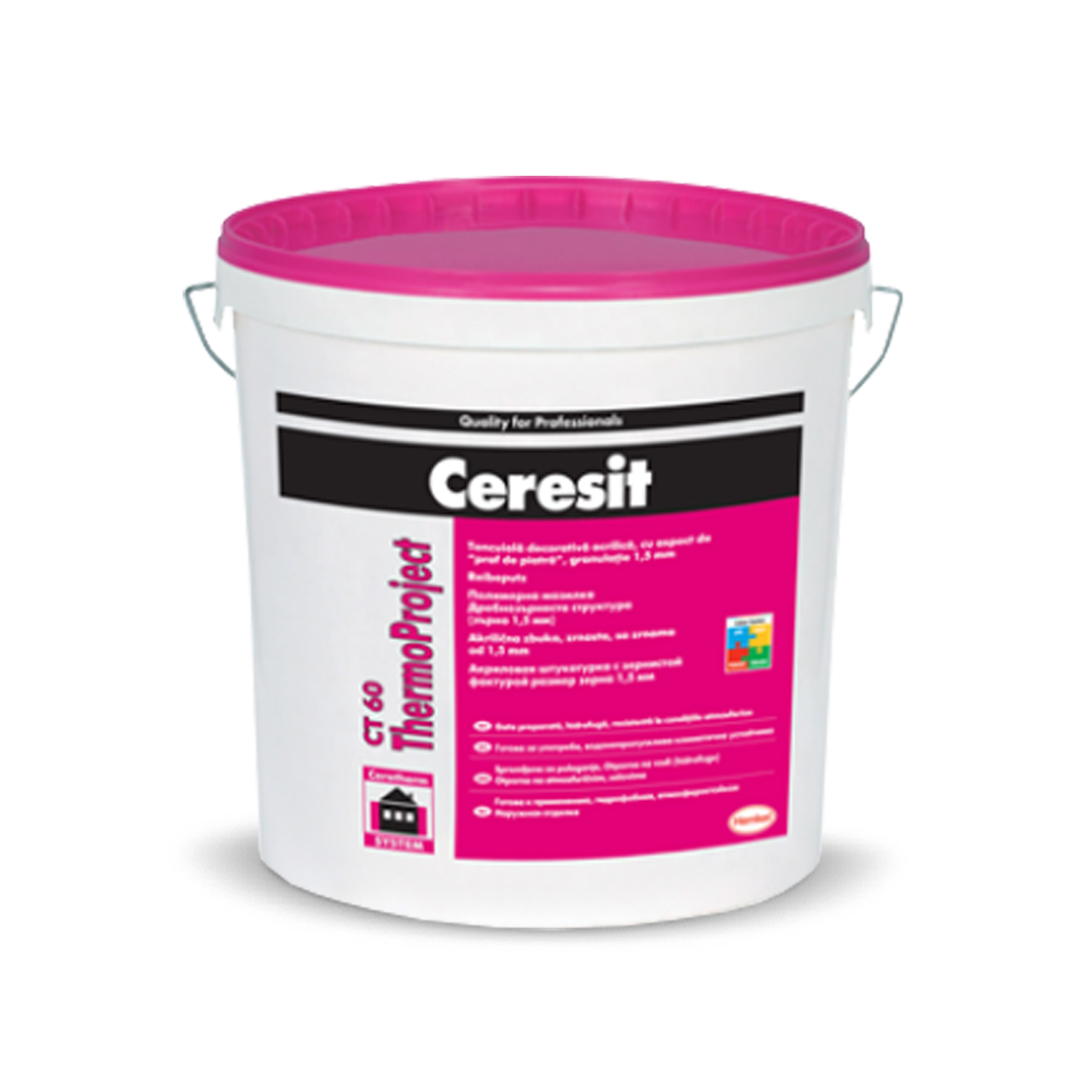 Oferte la Tencuiala decorativa acrilica Ceresit CT 60 Thermo Project, aspect praf de piatra, alb natural, interior/exterior, 25 kg