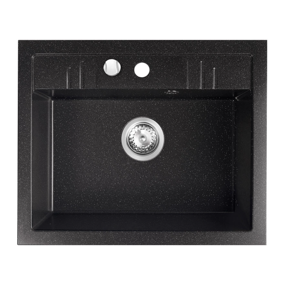 Oferte la Chiuveta bucatarie Ferro Mezzo II DRGM1/48/58HA, granit, negru, adancime 17,6 cm, 58 x 48 cm