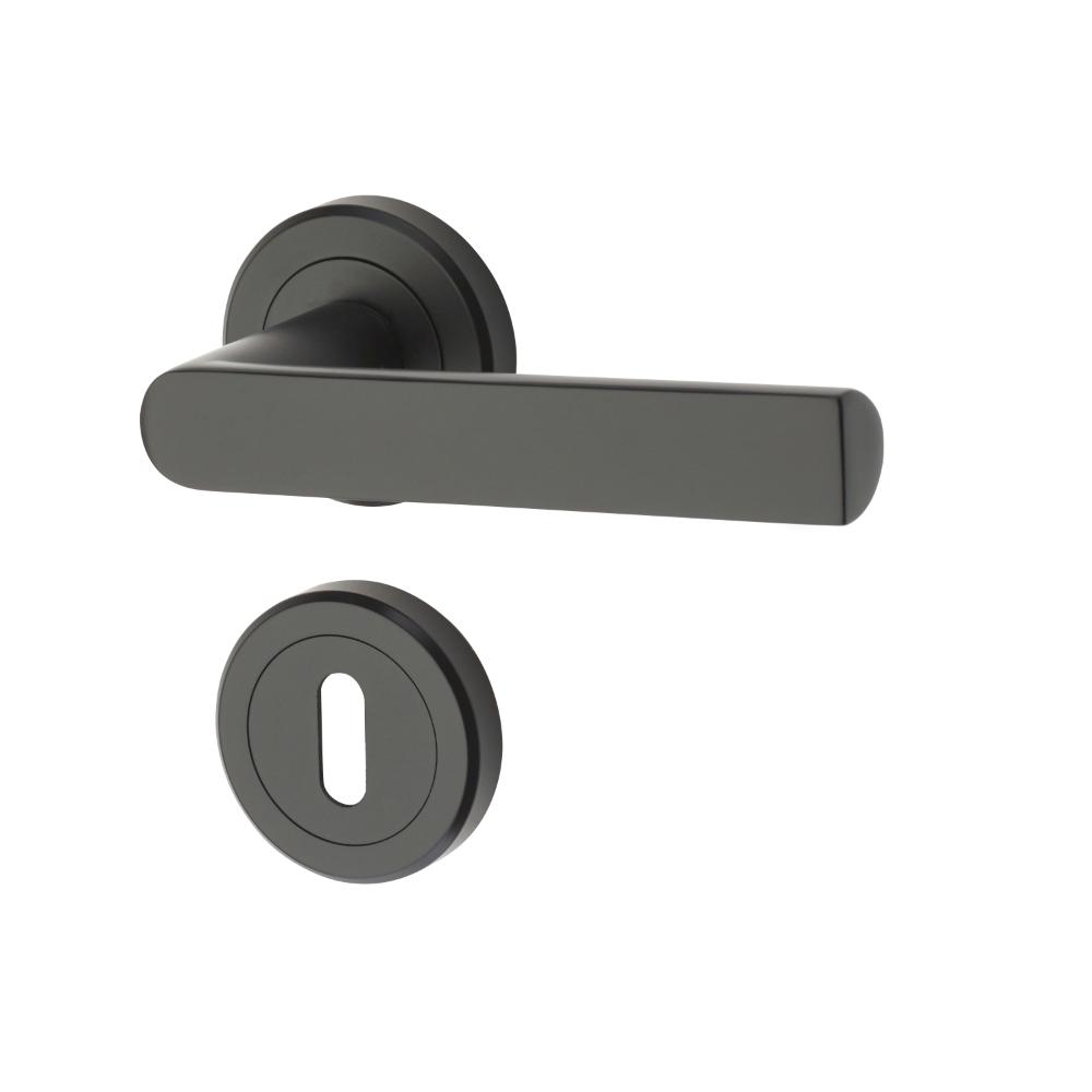 Oferte la Maner usa de interior pe rozeta rotunda Osprey Yale, zinc, negru mat, 40 mm