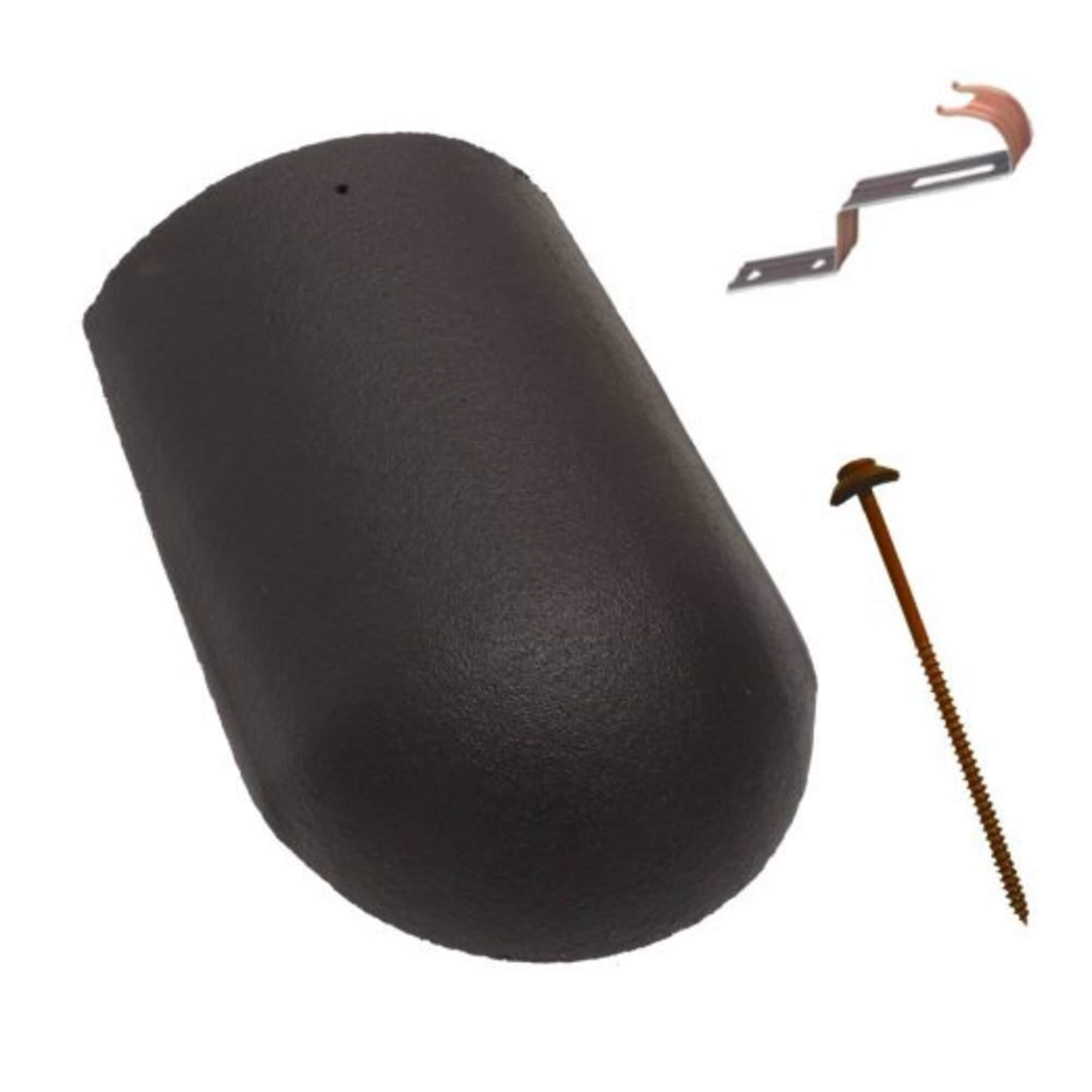 Oferte la Tigla de coama de inceput Terran Danubia + clema de fixare, negru, 240 x 370 mm, 3.2 kg/buc