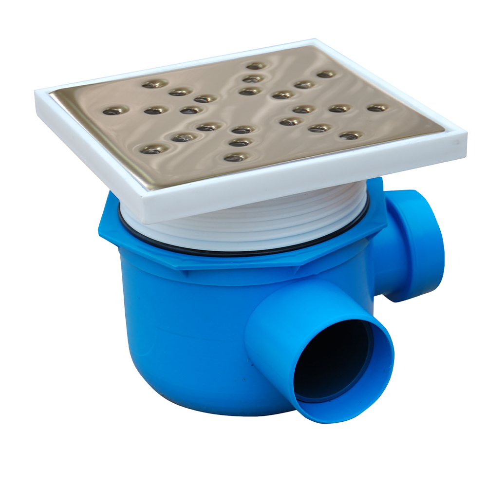 Sifon pardoseala Crimel, PP, DN40 1I-1E DN50, 90° dreapta, 15 x 15 cm