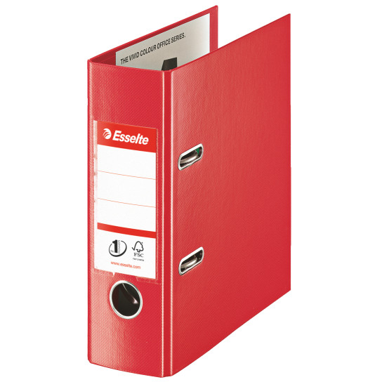 Oferte la Biblioraft A5, plastifiat PP/PP, margine metalica, 75 mm, ESSELTE - rosu vivida