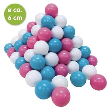 Oferte la Set 300 Bile din Plastic Moale fara BPA Diametru 6CM 0 Luni+ Roz/Alb/Albastru