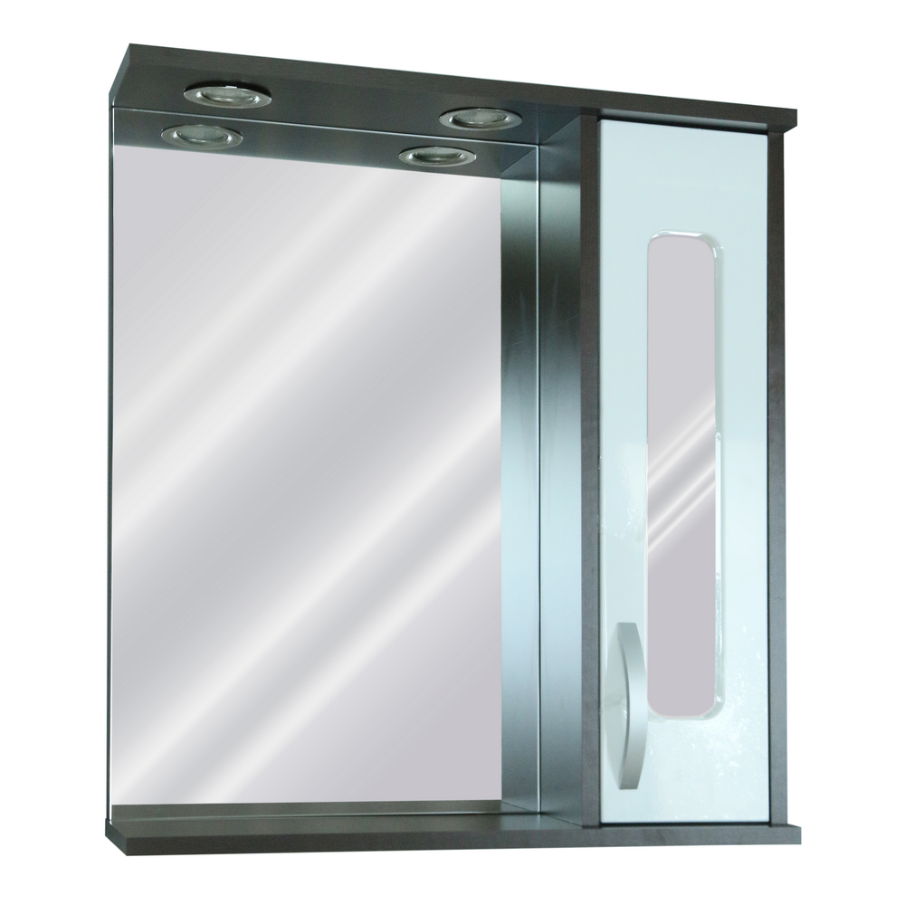 Oferte la Oglinda cu dulap Sanitop Verona din MDF infoliat + pal, alb/wenge, 1 usa, 60 x 16 x 64,5 cm