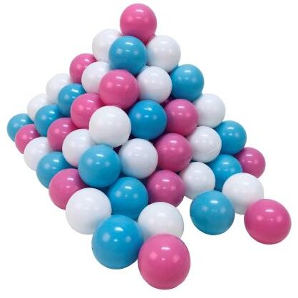 Oferte la Set 100 Bile din Plastic Moale fara BPA Diametru 6CM 0 Luni+ Roz/Alb/Albastru