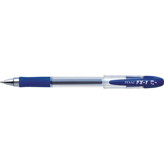 Oferte la Pix cu gel PENAC FX-1, rubber grip, 0.7mm, con metalic, corp transparent - scriere albastra