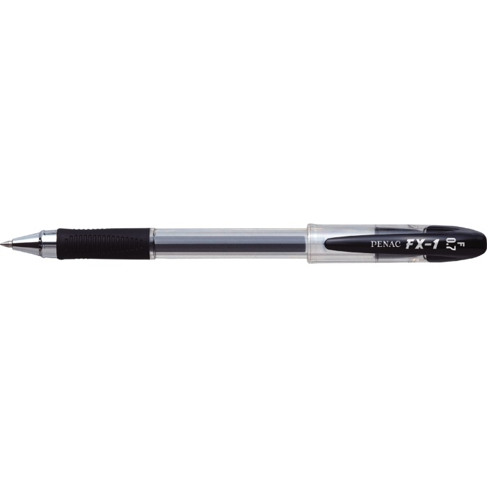 Oferte la Pix cu gel PENAC FX-1, rubber grip, 0.7mm, con metalic, corp transparent - scriere neagra