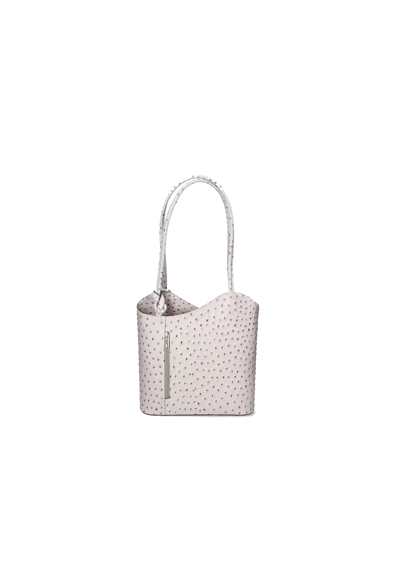 Oferte la Rucsac de piele cu imprimeu piele de strut - Gri inchis