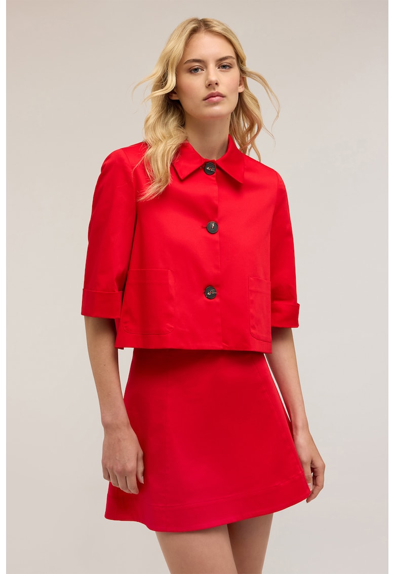 Jacheta de bumbac cu maneci scurte - Rosu