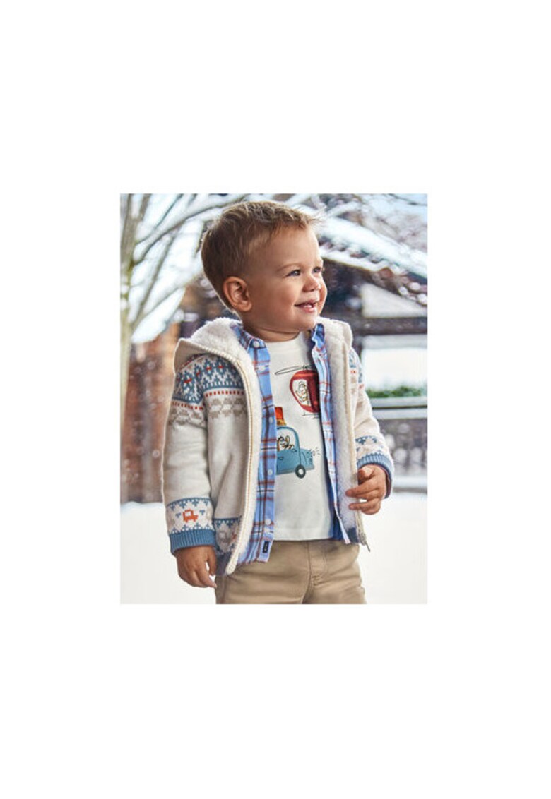 Pulover baieti - 304318740 - Bumbac/Poliamida - Bej - Bej