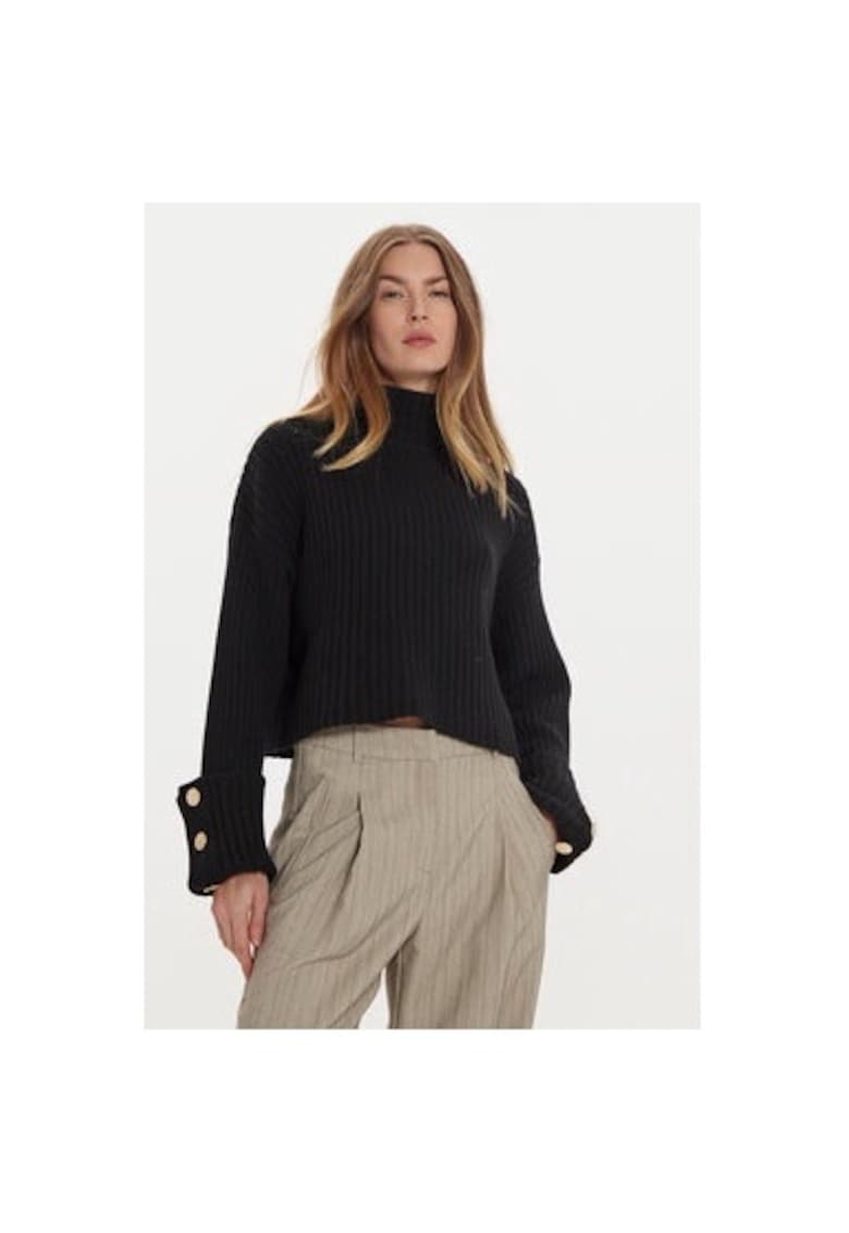 Bluza dama - 304948893 - Viscoza/Poliamida/Lana - Negru - Negru