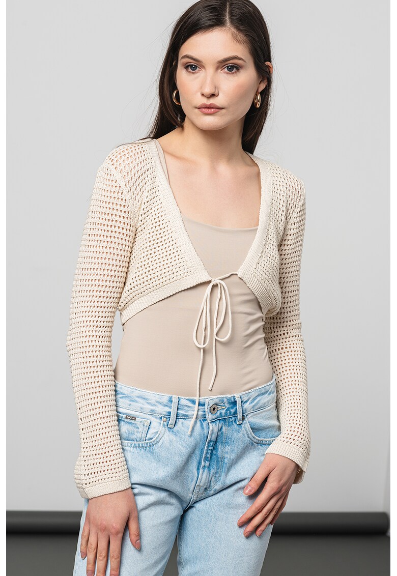 Oferte la Cardigan crop cu decolteu in V Madera - Alb murdar