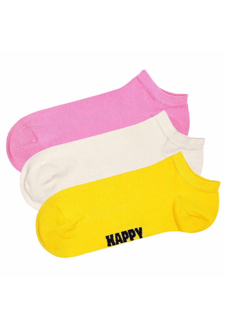 Oferte la Set de sosete unisex pana la glezna - 3 perechi - Alb/Galben/Roz