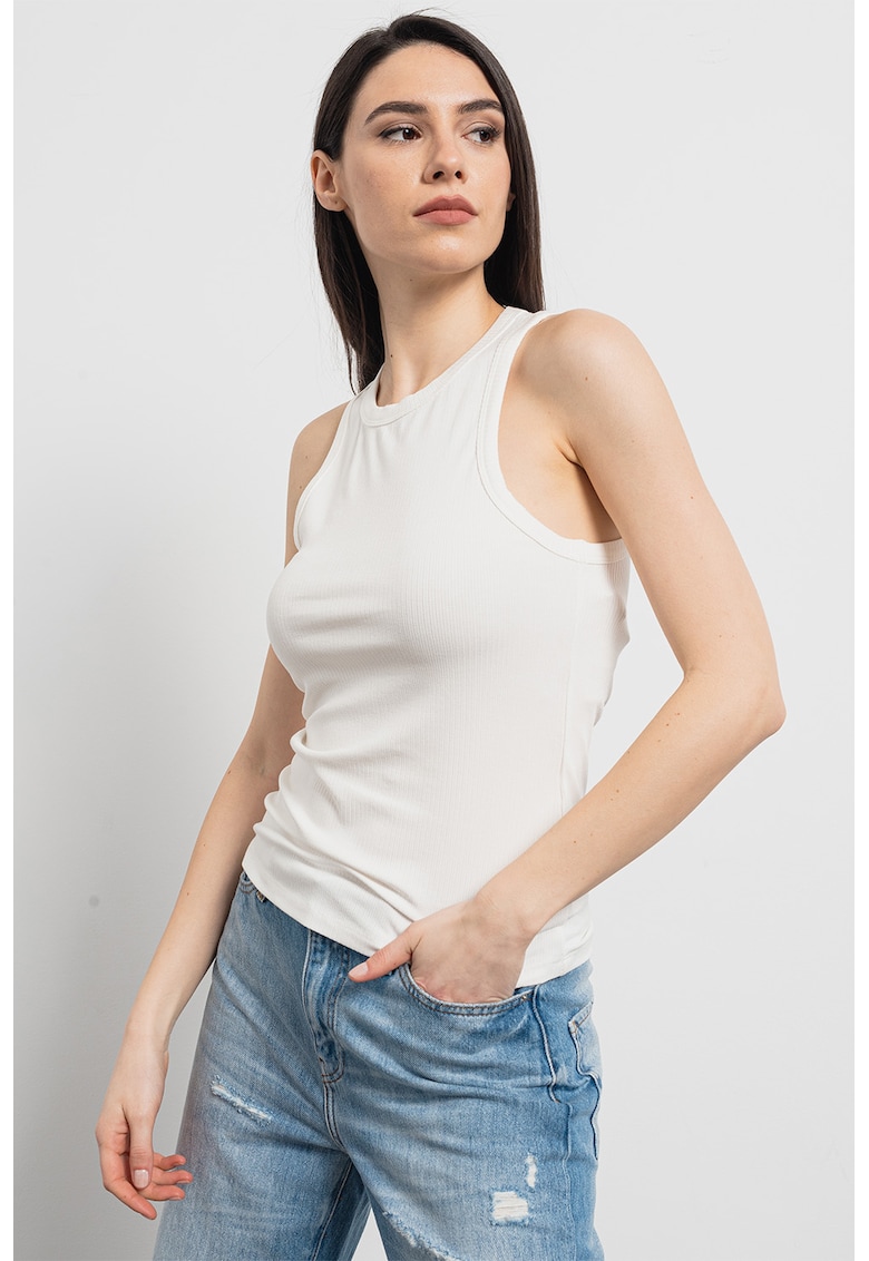 Oferte la Top slim fit cu striatii - Alb