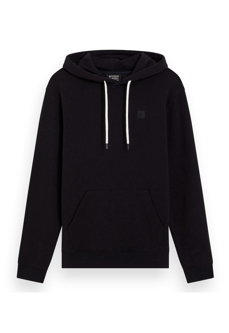 Hanorac de bumbac cu buzunar kangaroo - Negru