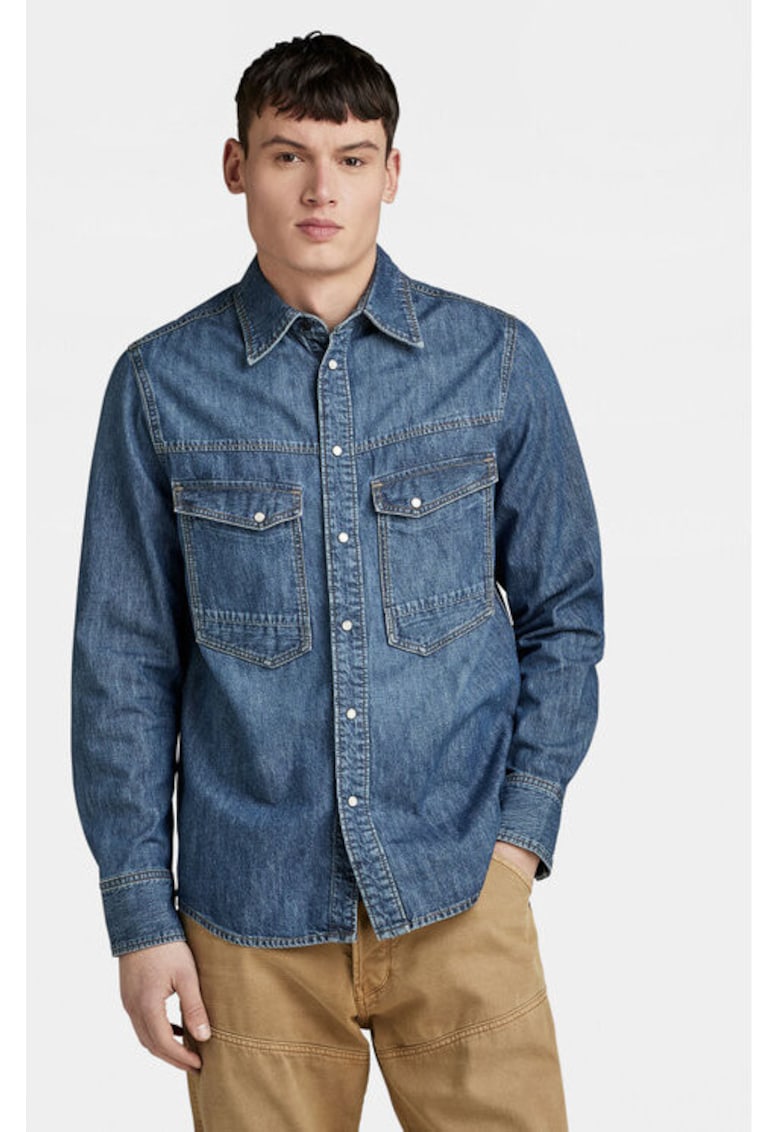 Oferte la Camasa barbati - G Star Raw - 303805012 - Bumbac - Albastru - Albastru