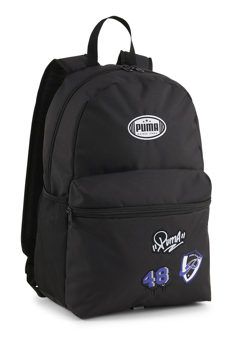 Rucsac unisex cu buzunar exterior si imprimeu grafic - Negru