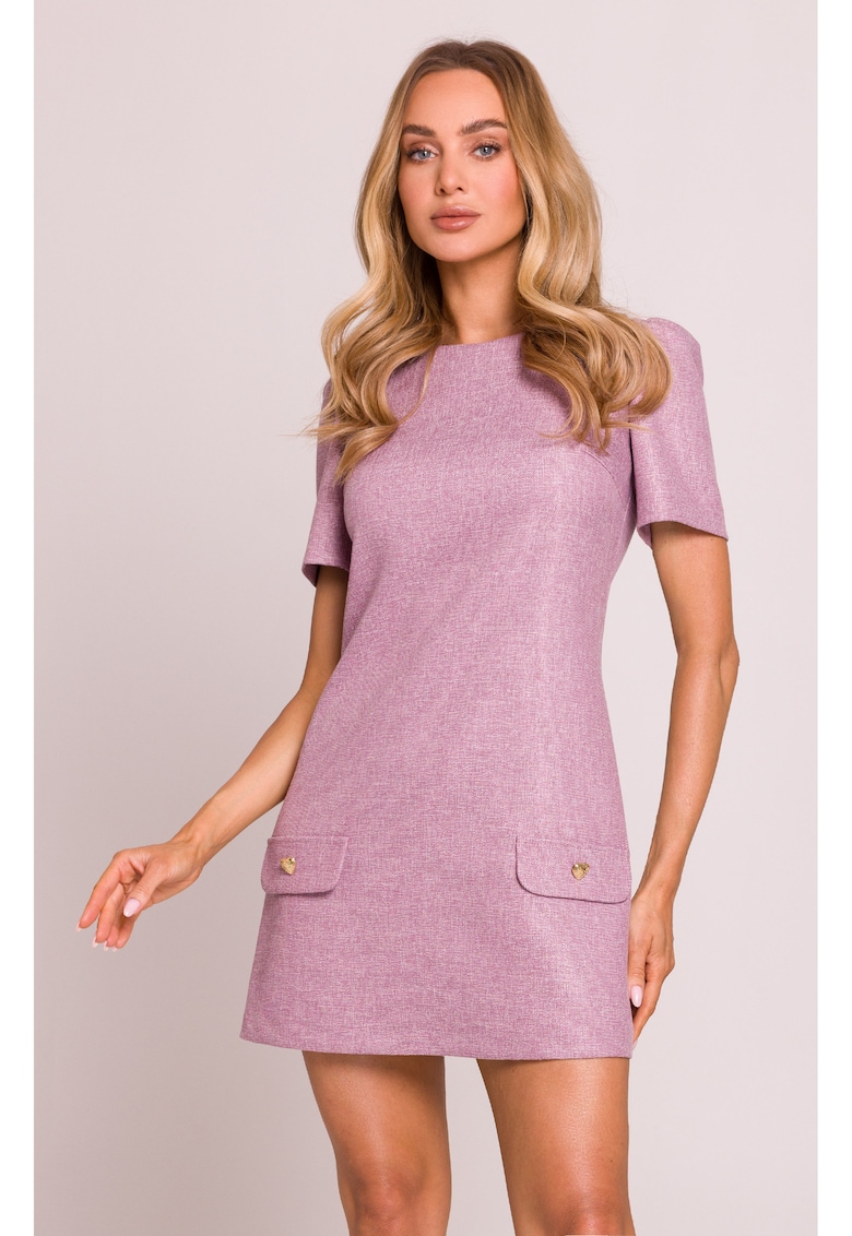 Rochie mini in forma de trapez - - Roz
