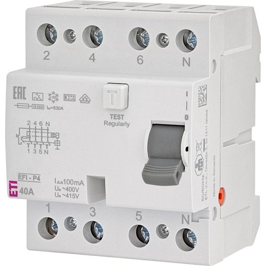 Oferte la Intrerupator cu protectie diferentiala RCCB 3P+N 40A/100mA, tip A, 10kA, EFI-P4 Eti 002061522