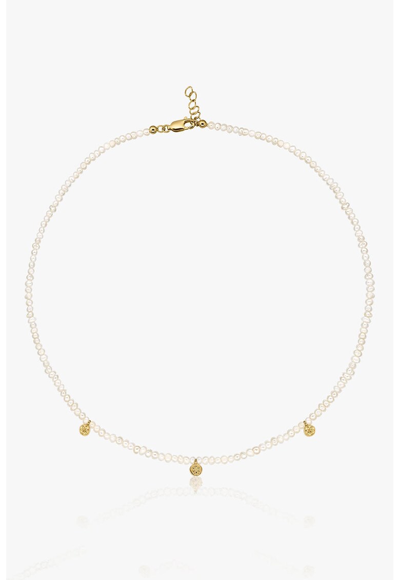Oferte la Colier placat cu aur de 14K si decorat cu perle - Alb/Auriu
