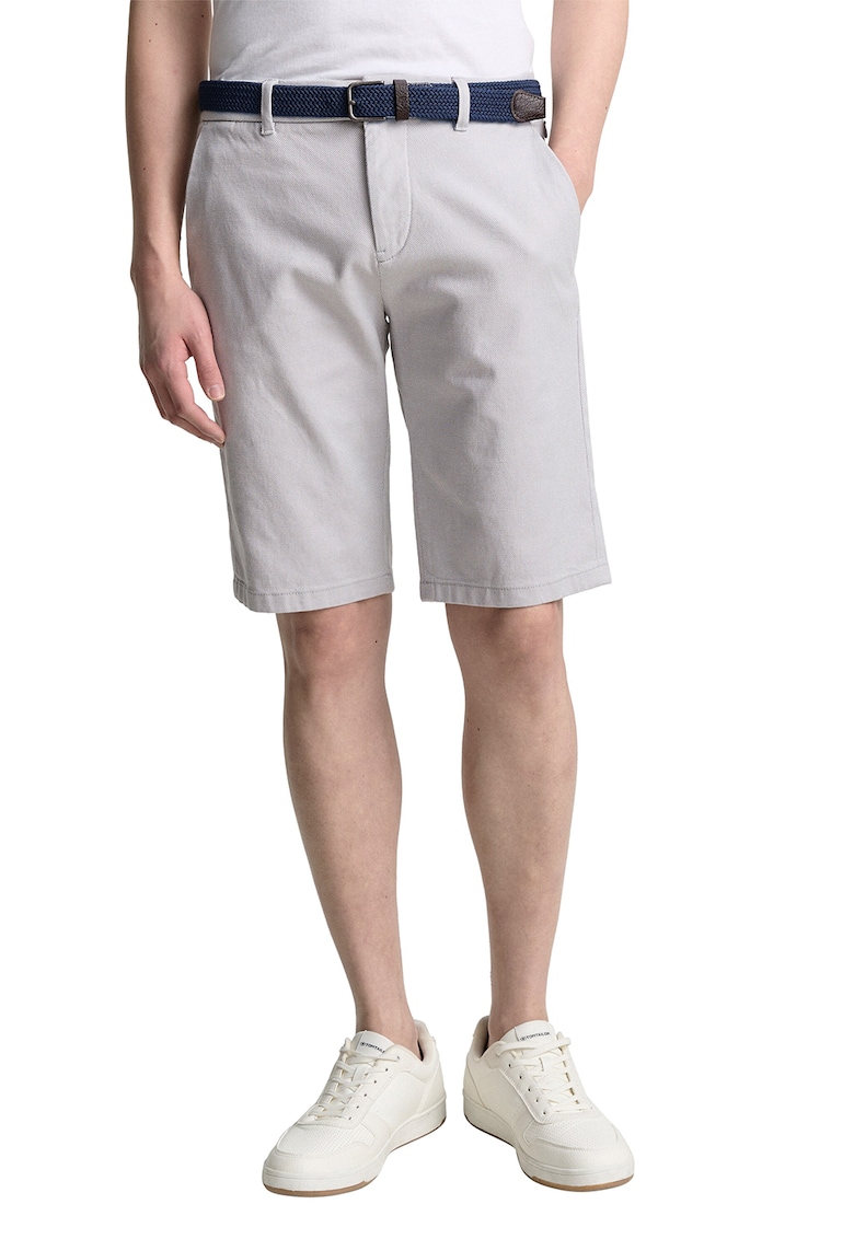 Oferte la Bermude chino cu talie medie - Gri deschis