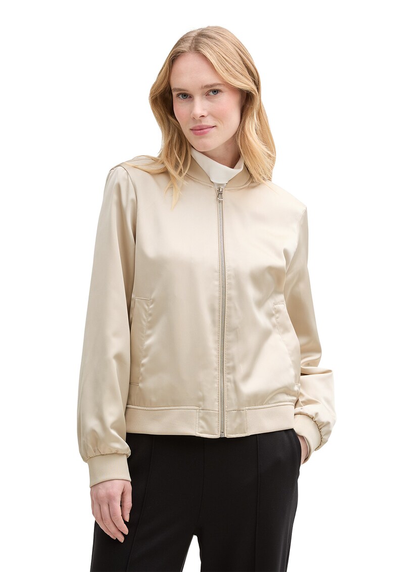 Oferte la Jacheta bomber cu fermoar - Bej