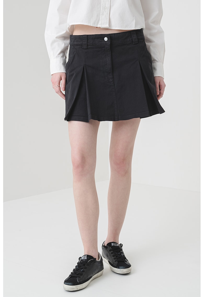 Oferte la Fusta mini din denim cu model plisat